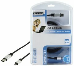 USB 2.0 kabel : A M naar micro B M (1,8 meter)