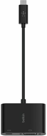 USB-C naar VGA + Charge Adapter : USB-C M naar HD-15 VGA (zwart, 1080p support, USB Power Delivery 60 Watt)