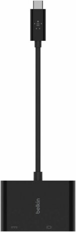 USB-C naar VGA + Charge Adapter : USB-C M naar HD-15 VGA (zwart, 1080p support, USB Power Delivery 60 Watt)