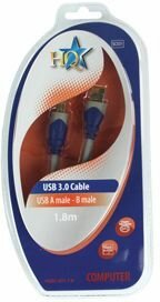 USB 3.0 kabel (A M naar B M, vergulde aansluitingen, 1,8 m)