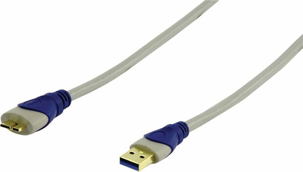 USB 3.0 kabel (A M naar micro B M, vergulde aansluitingen, 1,8 m)
