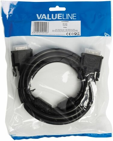 DVI-kabel : DVI-I 24+5 pin M/M (2 meter, zwart)