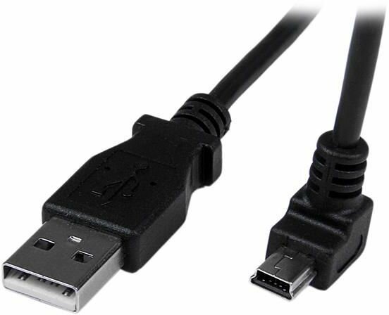 Mini USB-kabel A naar hoek mini B (2 meter, zwart)