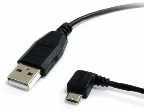 Micro USB-kabel A naar linkse hoek micro B (30 cm, zwart)