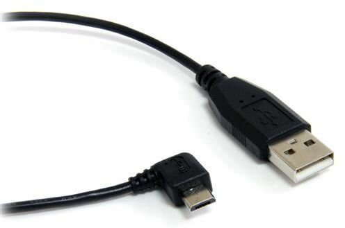 Micro USB-kabel A naar rechtse hoek micro B (30 cm, zwart)