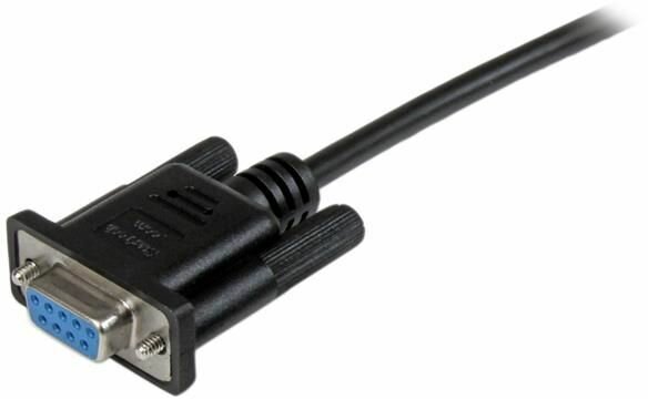 DB9 RS232 Serial Null Modem Cable F/F (1 meter, zwart)