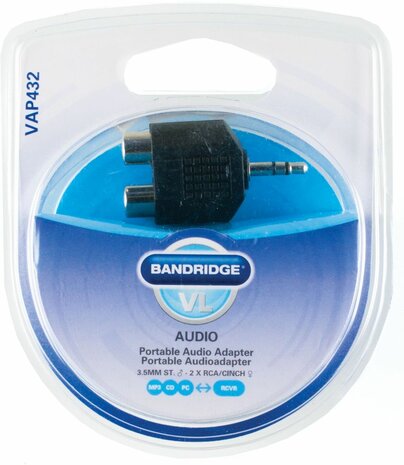 Audio adapter : 3,5 mm M naar 2 x RCA F
