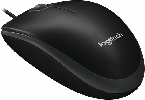 B100 Optical Mouse (3 knoppen, USB, zwart)