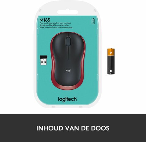 M185 Wireless Mouse (rood)