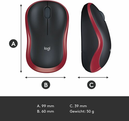 M185 Wireless Mouse (rood)