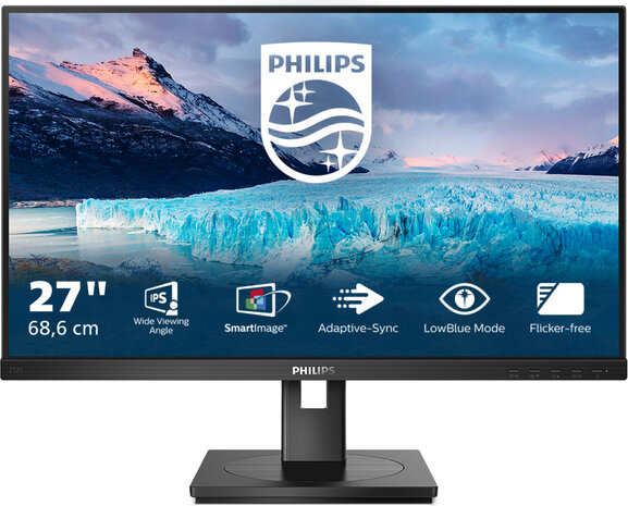 S-line 272S1M LED 27&quot;, 1920 x 1080 Full HD, 75 Hz, IPS, 1000:1, 4 ms, HDMI, DVI-D, VGA, DisplayPort, speakers, zwart