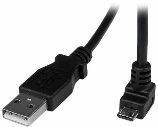 Micro USB-kabel A M naar hoek micro B M (2 meter, zwart)