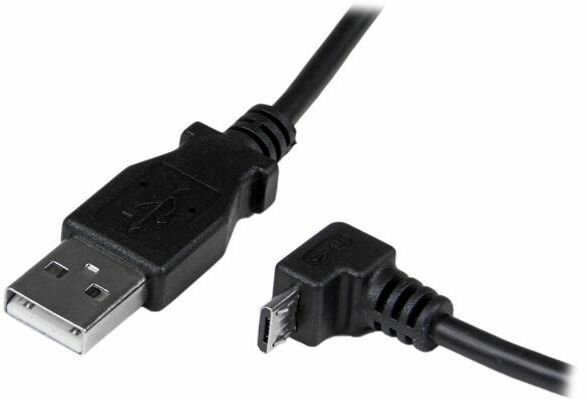 Micro USB-kabel A M naar hoek micro B M (2 meter, zwart)