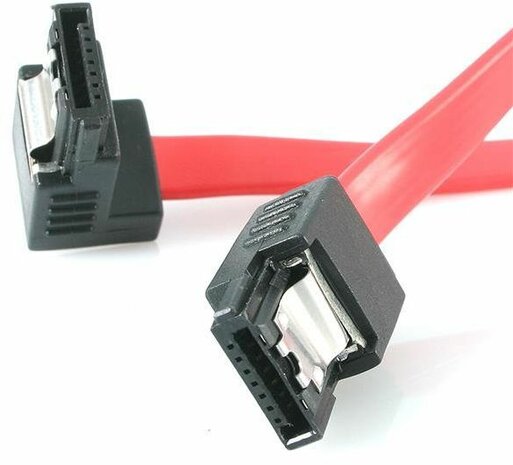 Latching S-ATA naar rechtse hoek S-ATA kabel (30 cm, rood)