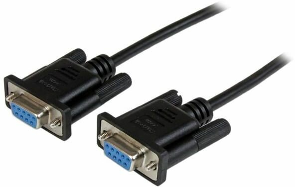 DB9 RS232 Serial Null Modem Cable F/F (2 meter, zwart)