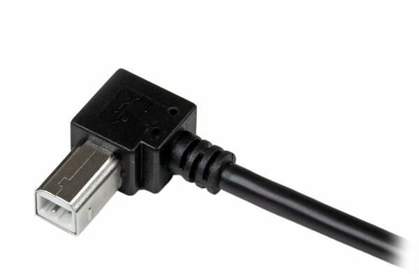 USB 2.0 A naar rechtse hoek B M/M kabel (2 meter, zwart)