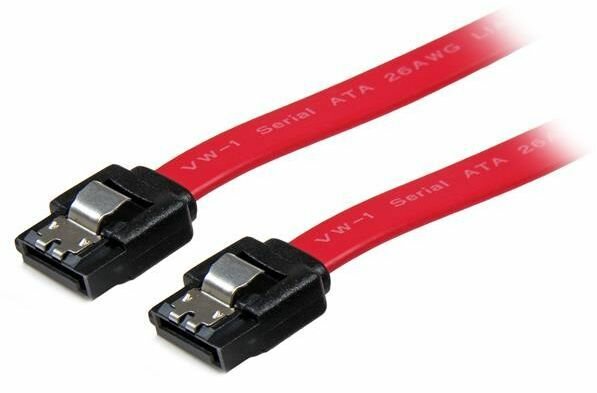 Latching S-ATA kabel straight M/M (30 cm, rood)
