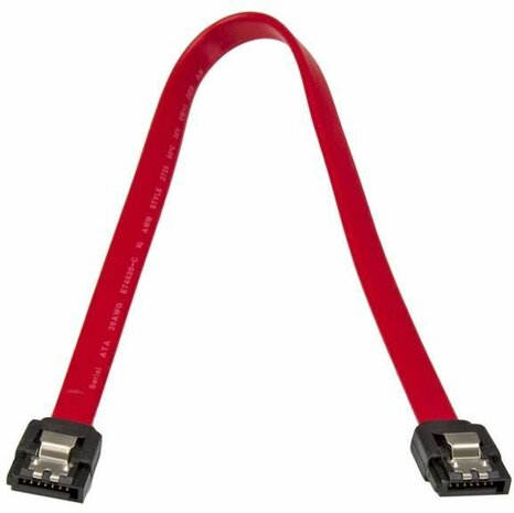 Latching S-ATA kabel straight M/M (30 cm, rood)