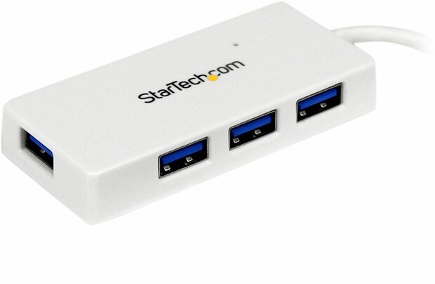 Portable 4-poort SuperSpeed Mini USB 3.0 Hub (wit)