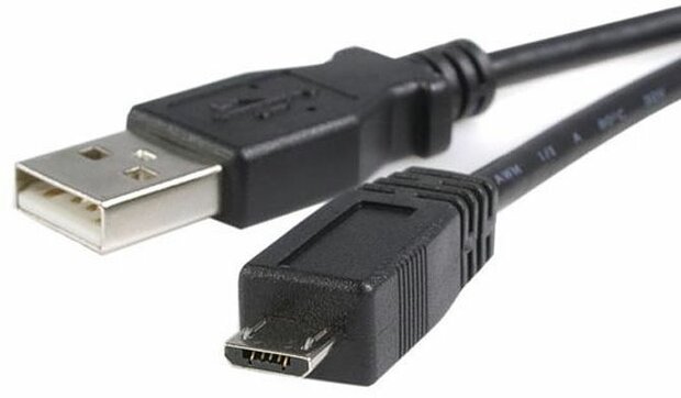 Micro USB-kabel A naar micro B (3 meter, zwart)