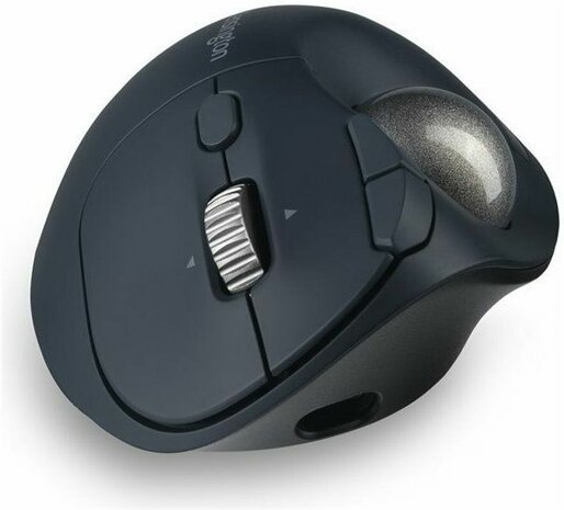 Pro Fit Ergo TB550 Trackball (vertikale muis, ergonomisch, 9 knoppen, Bluetooth + 2,4 GHz USB-ontvanger, zwart/blauw/grijs)