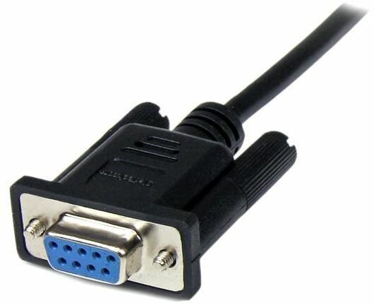 DB9 RS232 Serial Null Modem Cable F/M (1 meter, zwart)
