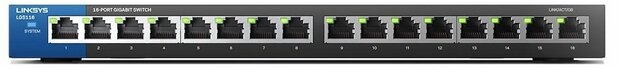 LGS116 Switch (unmanaged, 16 x 10/100/1000 poorten, desktop, wall-mountable)