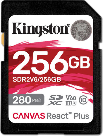 SDR2V6/256GB Canvas React Plus Flash memory card 256 GB (Video Class V60, UHS-II U3, Class 10, SDXC UHS-II)