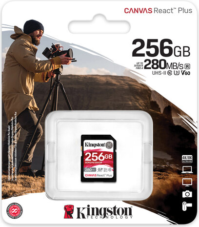 SDR2V6/256GB Canvas React Plus Flash memory card 256 GB (Video Class V60, UHS-II U3, Class 10, SDXC UHS-II)