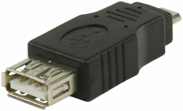 USB-adapter : USB A F naar micro B M (zwart)
