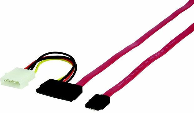 Interne SATA 3.0 datakabel (rood, met power connector, 1 m)
