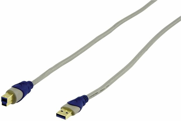 USB 3.0 kabel (A M naar B M, vergulde aansluitingen, 1,8 m)