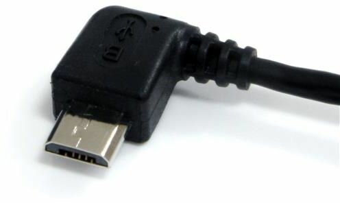 Micro USB-kabel A naar linkse hoek micro B (30 cm, zwart)