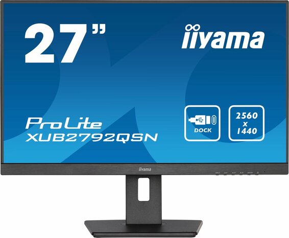 ProLite XUB2792QSN-B5 LED 27&quot;, 2560 x 1440 WQHD, IPS, 1000:1, 4 ms, HDMI, DisplayPort, USB-C, speakers, mat zwart