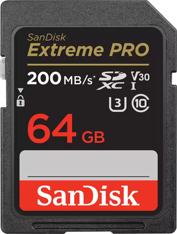 Extreme Pro Flash memory card 64 GB (Video Class V30, UHS-I U3, Class 10, SDXC UHS-I)