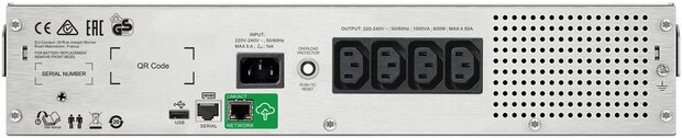 Smart-UPS C 1000VA 2U LCD UPS, rack-mountable, 600 Watt, 1000 VA, RS-232, USB, 6 output connectors, 2U, zwart