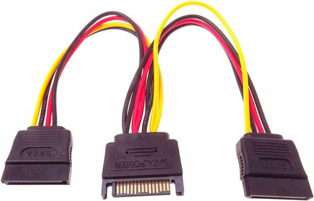 S-ATA stroomsplitter : M naar 2 x F (16 cm)