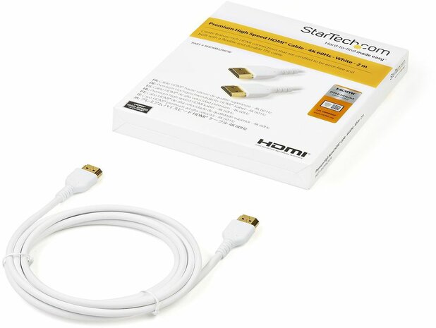 RHDMM2MPW Premium Certified HDMI 2.0 Cable (met Ethernet, 2 m, UHD 4K 60 Hz, wit)