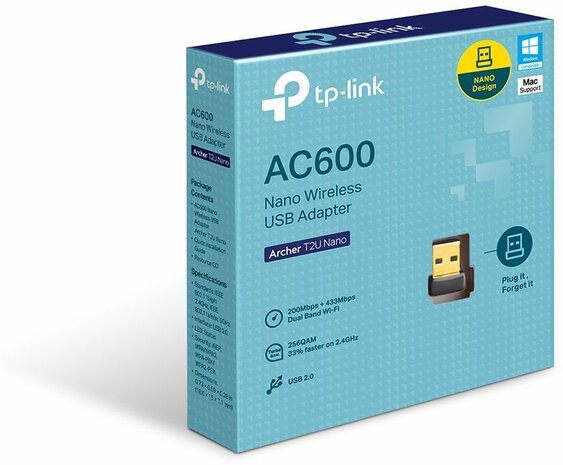 Archer T2U Nano Network adapter (USB 2.0, 802.11b, 802.11a, 802.11g, 802.11n, 802.11ac)