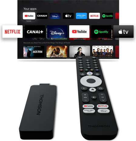 Google TV Streaming Stick 145 (Google Cast, Google TV, 4K UHD, afstandsbediening)