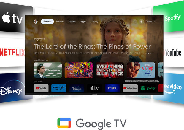 Google TV Streaming Stick 145 (Google Cast, Google TV, 4K UHD, afstandsbediening)