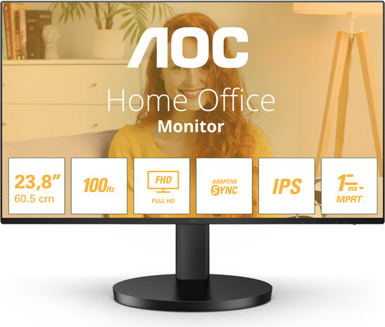 Basic-line 24B3HA2 LED 24&quot;, 1920 x 1080 Full HD, 100 Hz, IPS, 1 ms, HDMI, VGA, speakers, zwart
