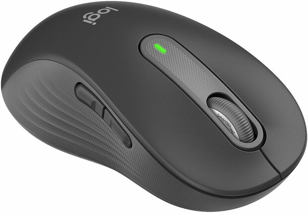 Signature M650 L Mouse (linkshandig, large size, 5 knoppen, Bluetooth, 2,4 GHz, grafiet)