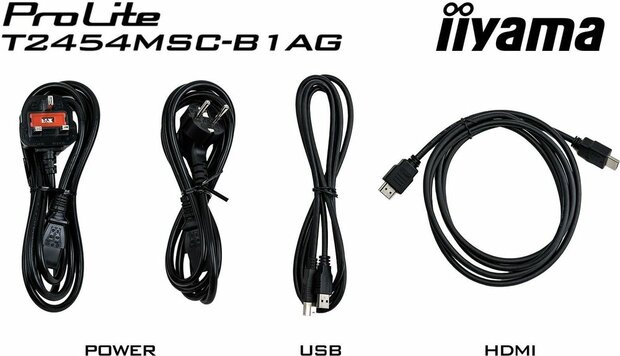 ProLite T2454MSC-B1AG LED 23,8&quot;, touchscreen, 1920 x 1080 Full HD, IPS, 1000:1, 5 ms, HDMI, VGA, speakers, zwart