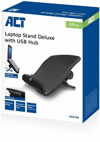 Notebook stand met 4-poort USB hub (17&quot;, zwart)