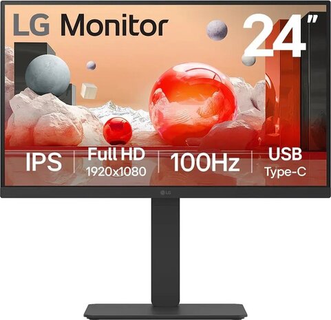 24BA650-B LCD 24&quot;, 1920 x 1080 Full HD 100 Hz, IPS, 1300:1, 5 ms, HDMI, DisplayPort, USB-C, speakers, zwart