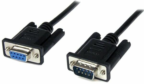 DB9 RS232 Serial Null Modem Cable F/M (1 meter, zwart)