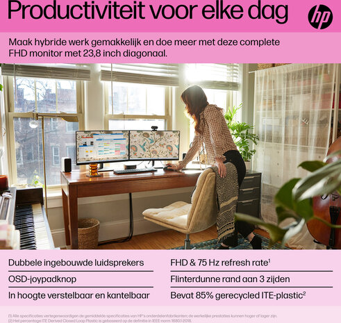 P24h G5 LED 23,8&quot;, 1920 x 1080 Full HD, IPS, 5 ms, HDMI, VGA, DisplayPort, speakers, zwart