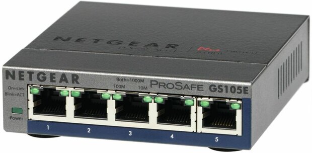 ProSafe Plus GS105Ev2 unmanaged switch (5 x 10/100/1000 Mbps, desktop)