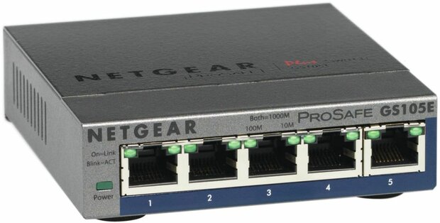 ProSafe Plus GS105Ev2 unmanaged switch (5 x 10/100/1000 Mbps, desktop)